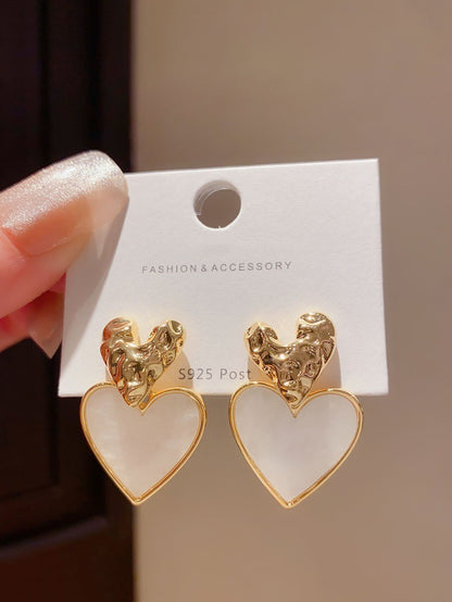 1 Pair Retro Heart Shape Plating Copper Drop Earrings