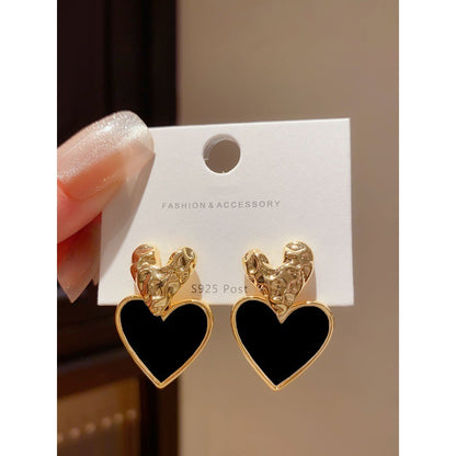 1 Pair Retro Heart Shape Plating Copper Drop Earrings