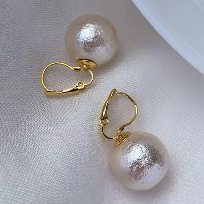 1 Pair Simple Style Round Plating Imitation Pearl Drop Earrings