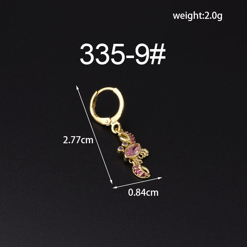 Fashion Color Zircon Metal Earrings