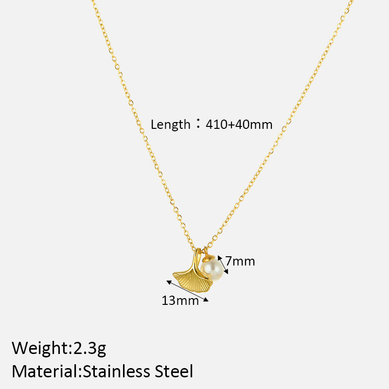 Wholesale Simple Style Shell Stainless Steel Plating Inlay 18k Gold Plated Artificial Pearls Pendant Necklace