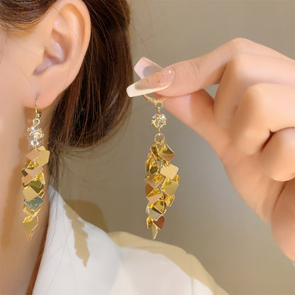 1 Pair Simple Style Commute Solid Color Tassel Alloy Drop Earrings