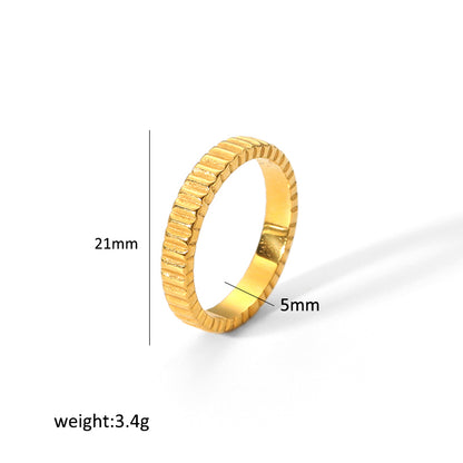 Retro Roman Style Circle Gear Stainless Steel Plating 18k Gold Plated Rings Earrings