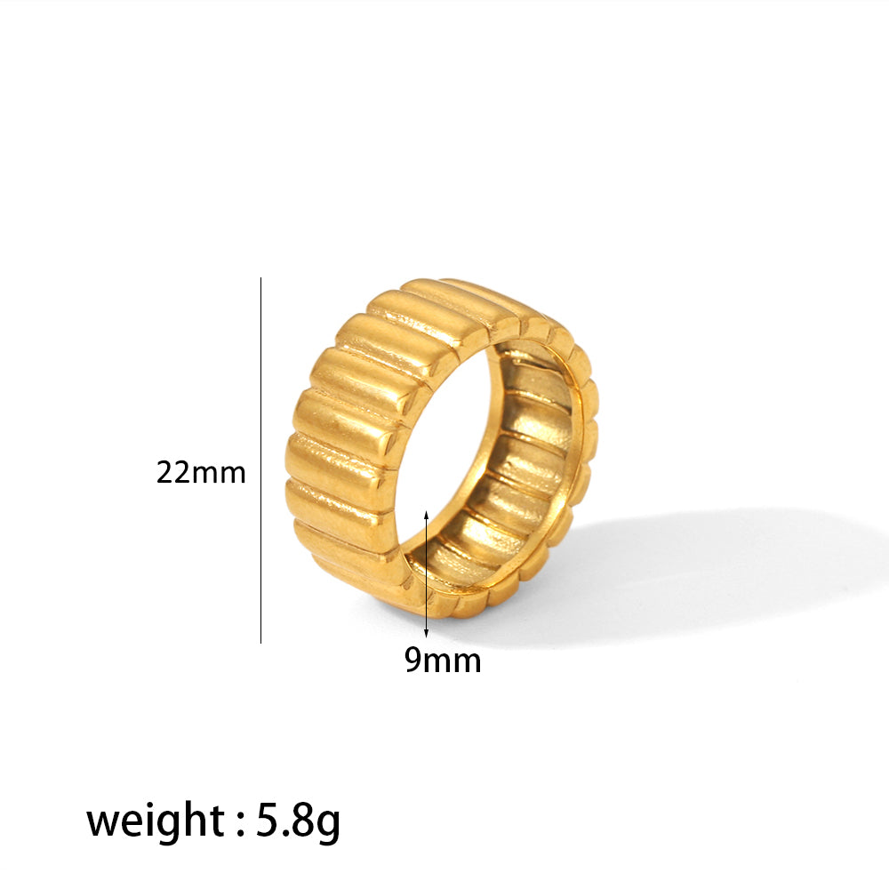 Retro Roman Style Circle Gear Stainless Steel Plating 18k Gold Plated Rings Earrings