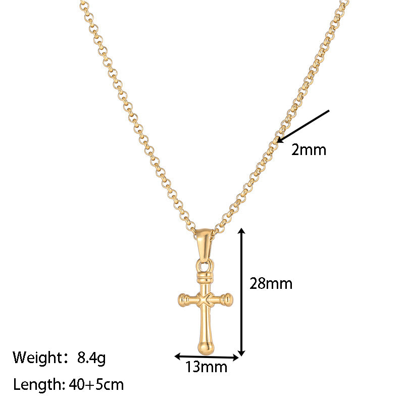 Fashion Cross Titanium Steel Plating Pendant Necklace