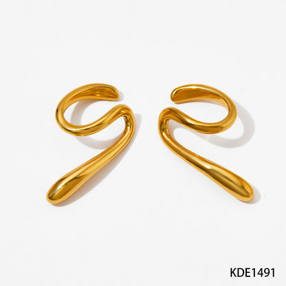 1 Pair Simple Style Solid Color Plating Stainless Steel Gold Plated Ear Studs