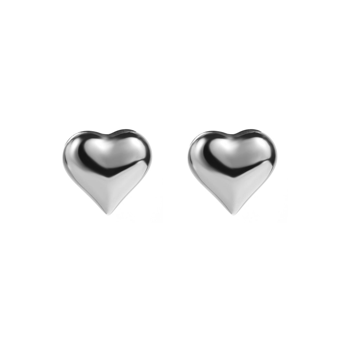 1 Pair Basic Simple Style Heart Shape Plating Stainless Steel Ear Studs