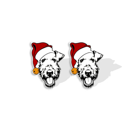 1 Pair Cute Christmas Hat Dog Cat Plastic Ear Studs