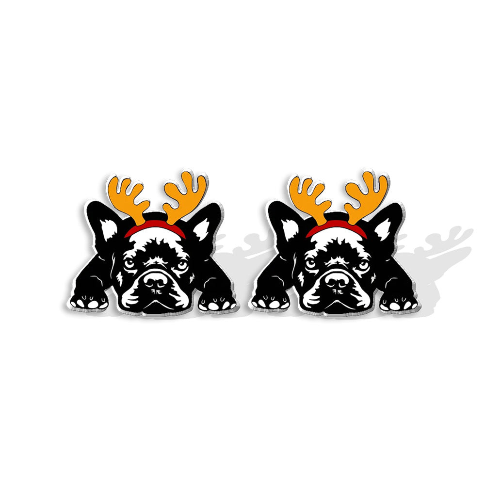 1 Pair Cute Christmas Hat Dog Cat Plastic Ear Studs