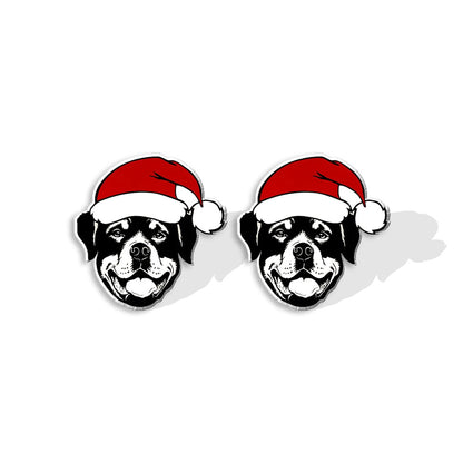 1 Pair Cute Christmas Hat Dog Cat Plastic Ear Studs