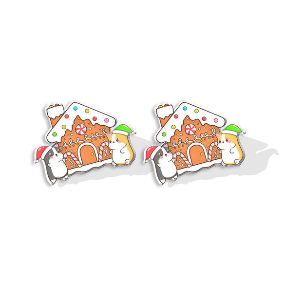 1 Pair Cute Christmas Hat Dog Cat Plastic Ear Studs