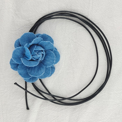 Cute Sweet Flower Cloth Velvet Band Wax Rope Women's Choker