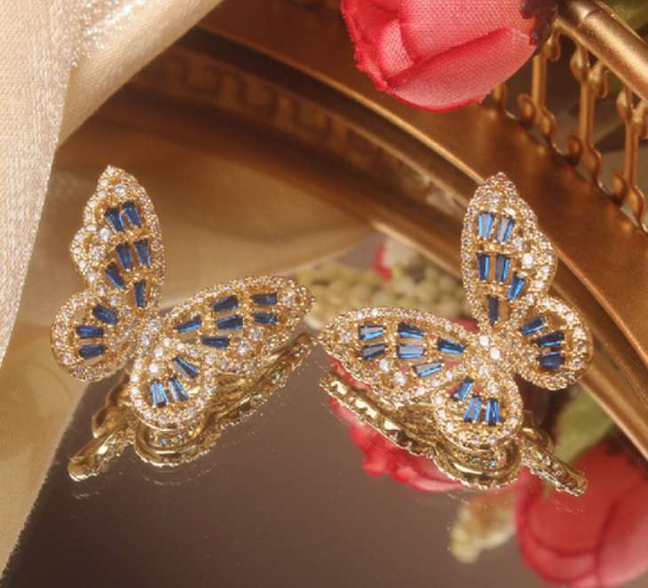 1 Pair Elegant Butterfly Inlay Copper Zircon Ear Studs