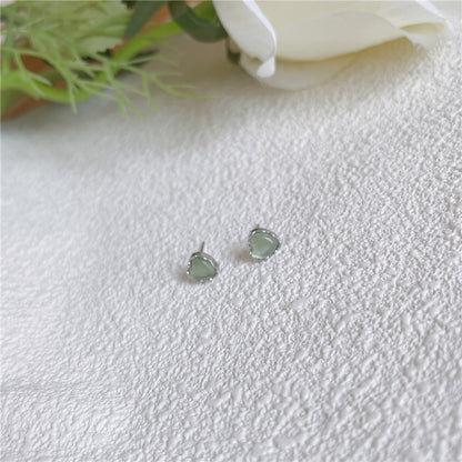 1 Pair Cute Sweet Heart Shape Stoving Varnish Plating Inlay Sterling Silver Opal Ear Studs