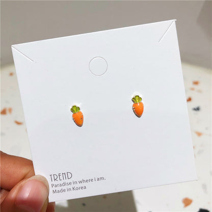 1 Pair Sweet Heart Shape Pineapple French Fries Enamel Plating Alloy Ear Studs