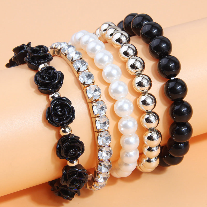 Simple Style Solid Color Flower Ccb Arylic Beaded Women's Bracelets