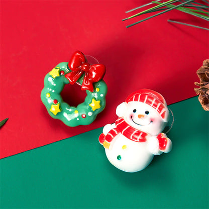 1 Pair Cute Christmas Tree Santa Claus Gingerbread Plating Arylic Ear Studs