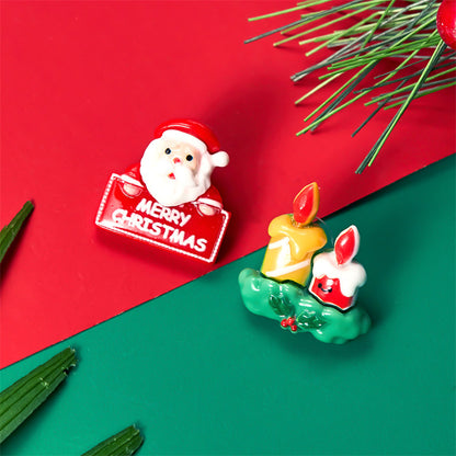 1 Pair Cute Christmas Tree Santa Claus Gingerbread Plating Arylic Ear Studs