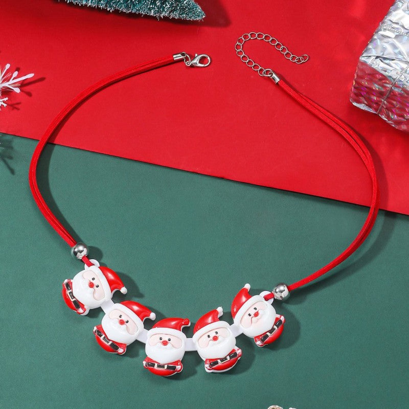 Cartoon Style Santa Claus Gingerbread Snowman Arylic Christmas Women's Necklace