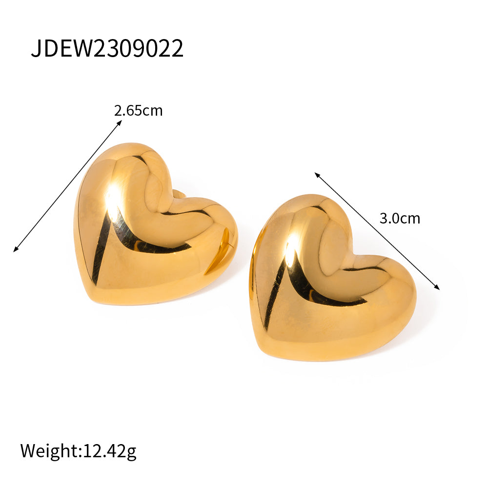 1 Pair Ig Style Vintage Style Heart Shape Plating Stainless Steel 18k Gold Plated Ear Studs