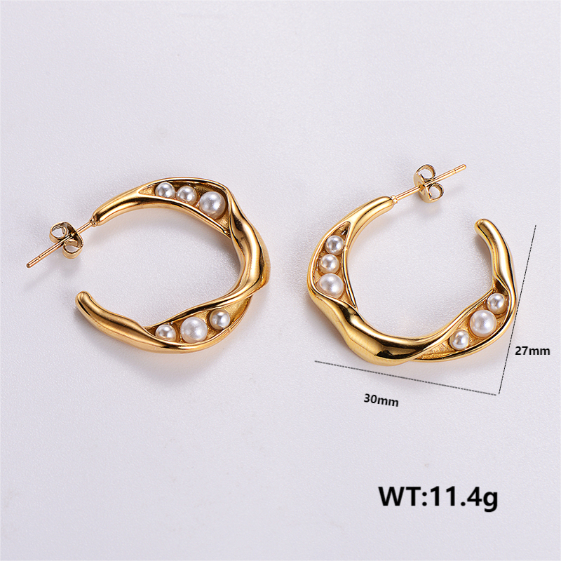 1 Pair Simple Style Solid Color Plating Stainless Steel 24k Gold Plated Ear Studs