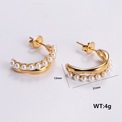 1 Pair Simple Style Solid Color Plating Stainless Steel 24k Gold Plated Ear Studs