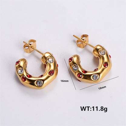 1 Pair Vintage Style Flower Bow Knot Plating Inlay Stainless Steel Rhinestones 24k Gold Plated Ear Studs