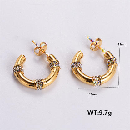 1 Pair Vintage Style Flower Bow Knot Plating Inlay Stainless Steel Rhinestones 24k Gold Plated Ear Studs