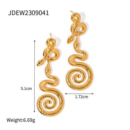 1 Pair Ig Style Vintage Style Snake Plating Stainless Steel 18k Gold Plated Drop Earrings