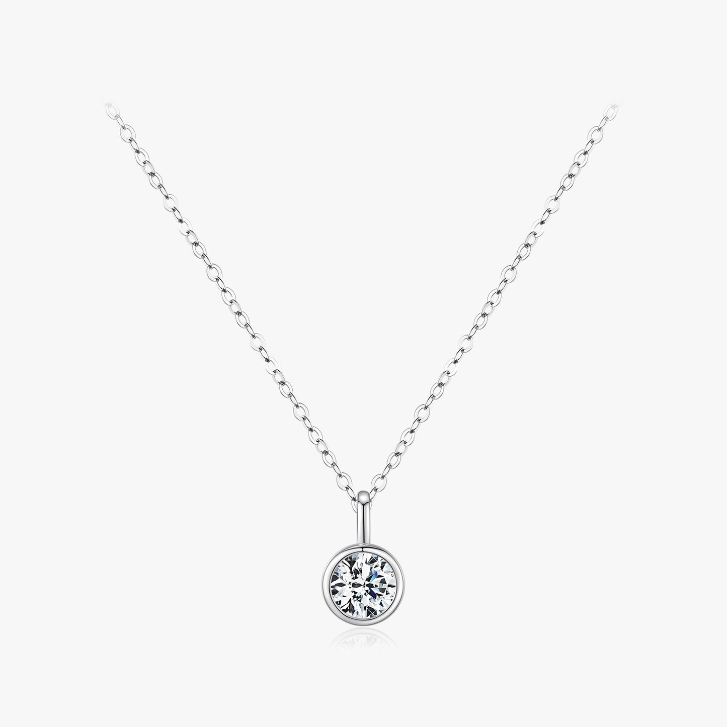 Ig Style Elegant Round Sterling Silver Gra Plating Inlay Moissanite Rhodium Plated Pendant Necklace