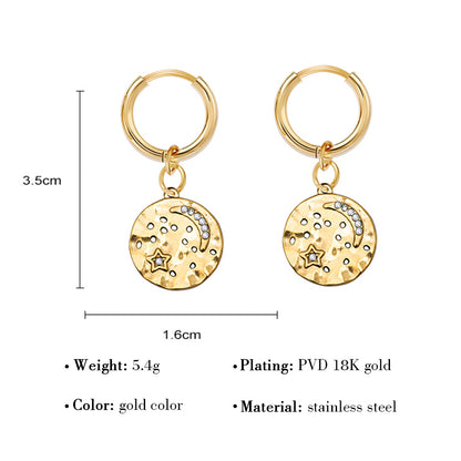 1 Pair Simple Style Flower Plating Inlay Titanium Steel Opal 14k Gold Plated Drop Earrings