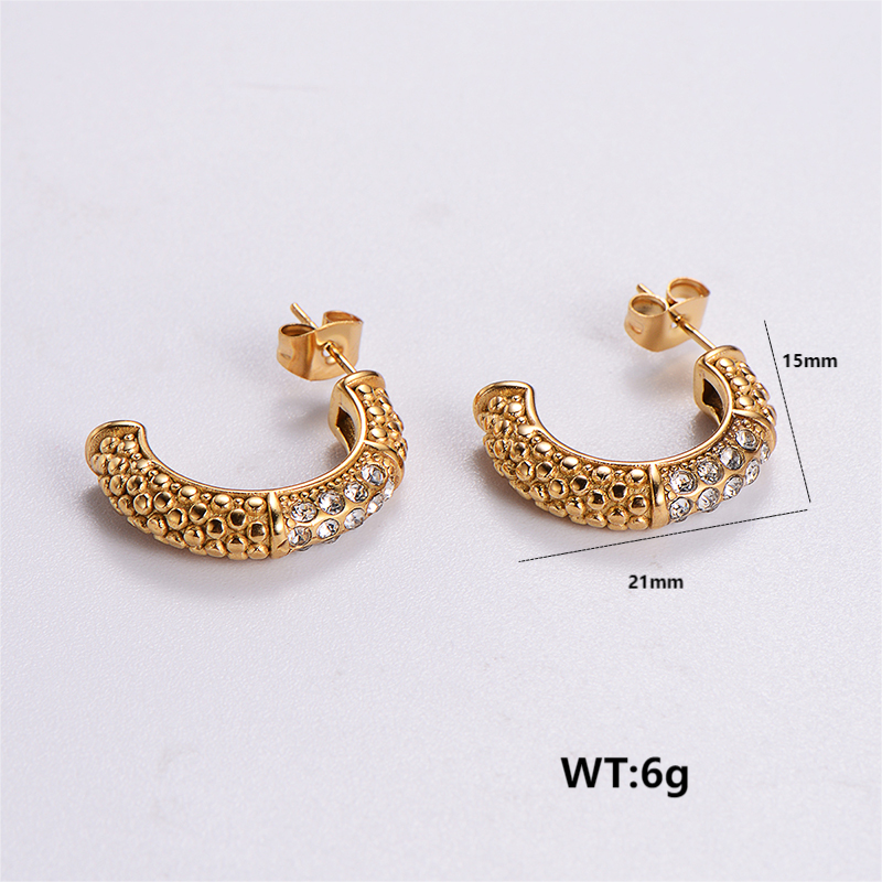 1 Pair Simple Style Solid Color Plating Inlay Stainless Steel Zircon 24k Gold Plated Ear Studs