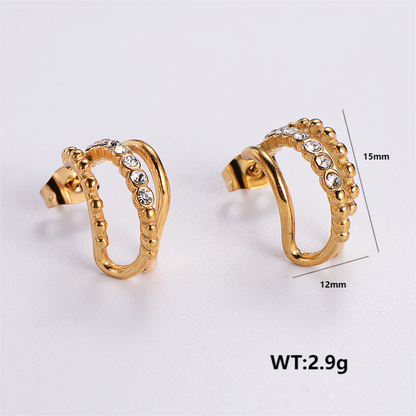 1 Pair Simple Style Solid Color Plating Inlay Stainless Steel Zircon 24k Gold Plated Ear Studs