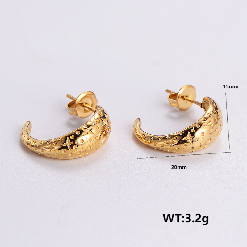 1 Pair Retro Roman Style Geometric Plating Stainless Steel 24k Gold Plated Ear Studs