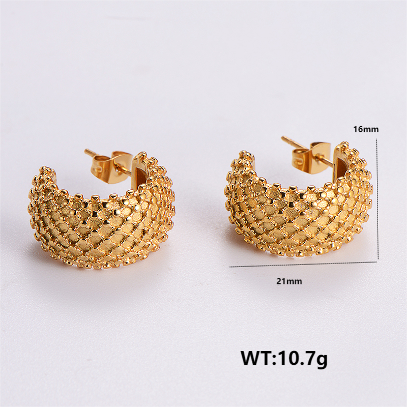 1 Pair Retro Roman Style Geometric Plating Stainless Steel 24k Gold Plated Ear Studs