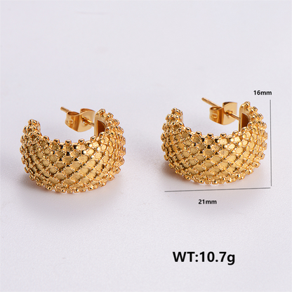 1 Pair Retro Roman Style Geometric Plating Stainless Steel 24k Gold Plated Ear Studs