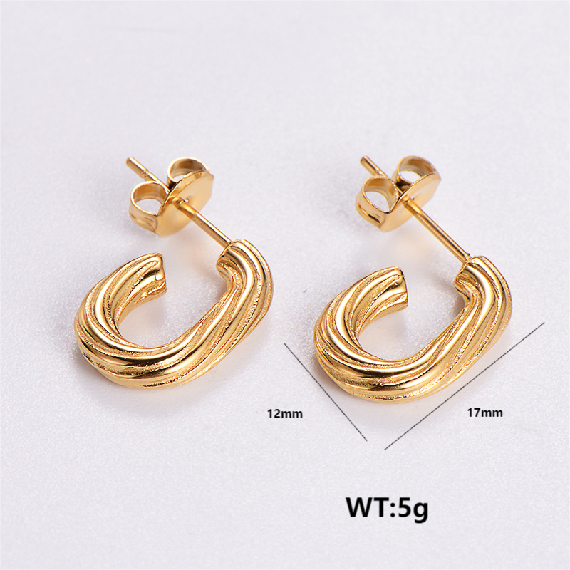 1 Pair Retro Roman Style Geometric Plating Stainless Steel 24k Gold Plated Ear Studs