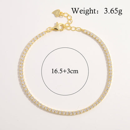 Ig Style Elegant Solid Color Sterling Silver Plating Inlay Zircon 14k Gold Plated White Gold Plated Bracelets