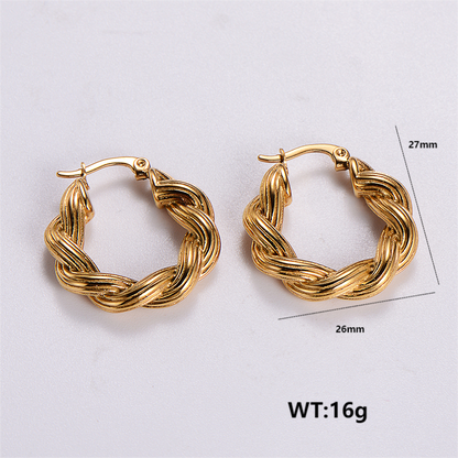 1 Pair Retro Roman Style Geometric Plating Stainless Steel 24k Gold Plated Ear Studs