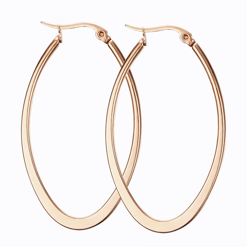 Simple Style Heart Shape Titanium Steel Gold Plated Hoop Earrings 1 Pair