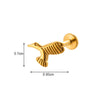 1 Piece Ig Style Vintage Style Palm Feather Snake Plating Inlay Titanium Alloy Zircon 18k Gold Plated Ear Studs