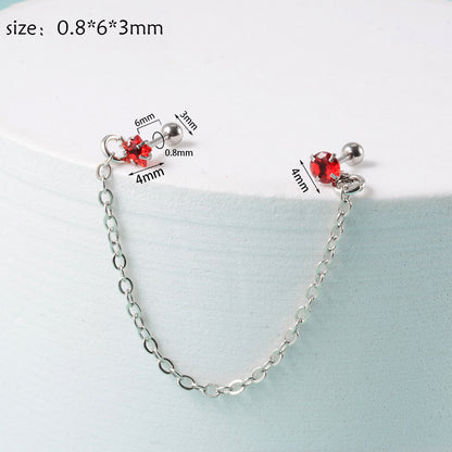 Fashion Heart Shape Stainless Steel Inlay Zircon Ear Studs 1 Piece