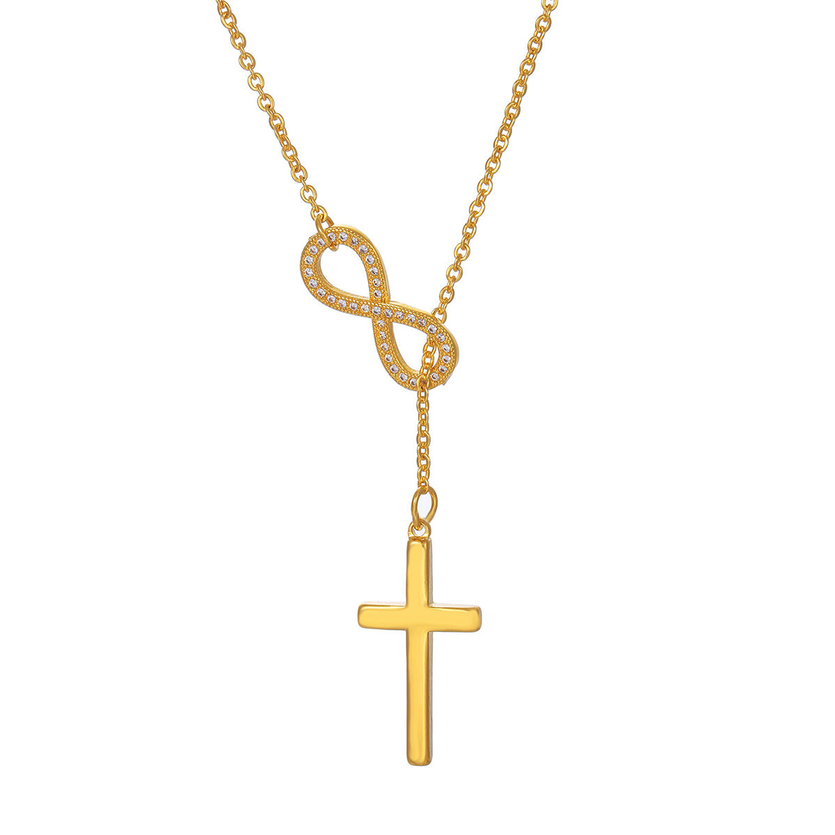 Simple Style Cross Heart Shape Copper Plating Inlay Zircon 18k Gold Plated Pendant Necklace