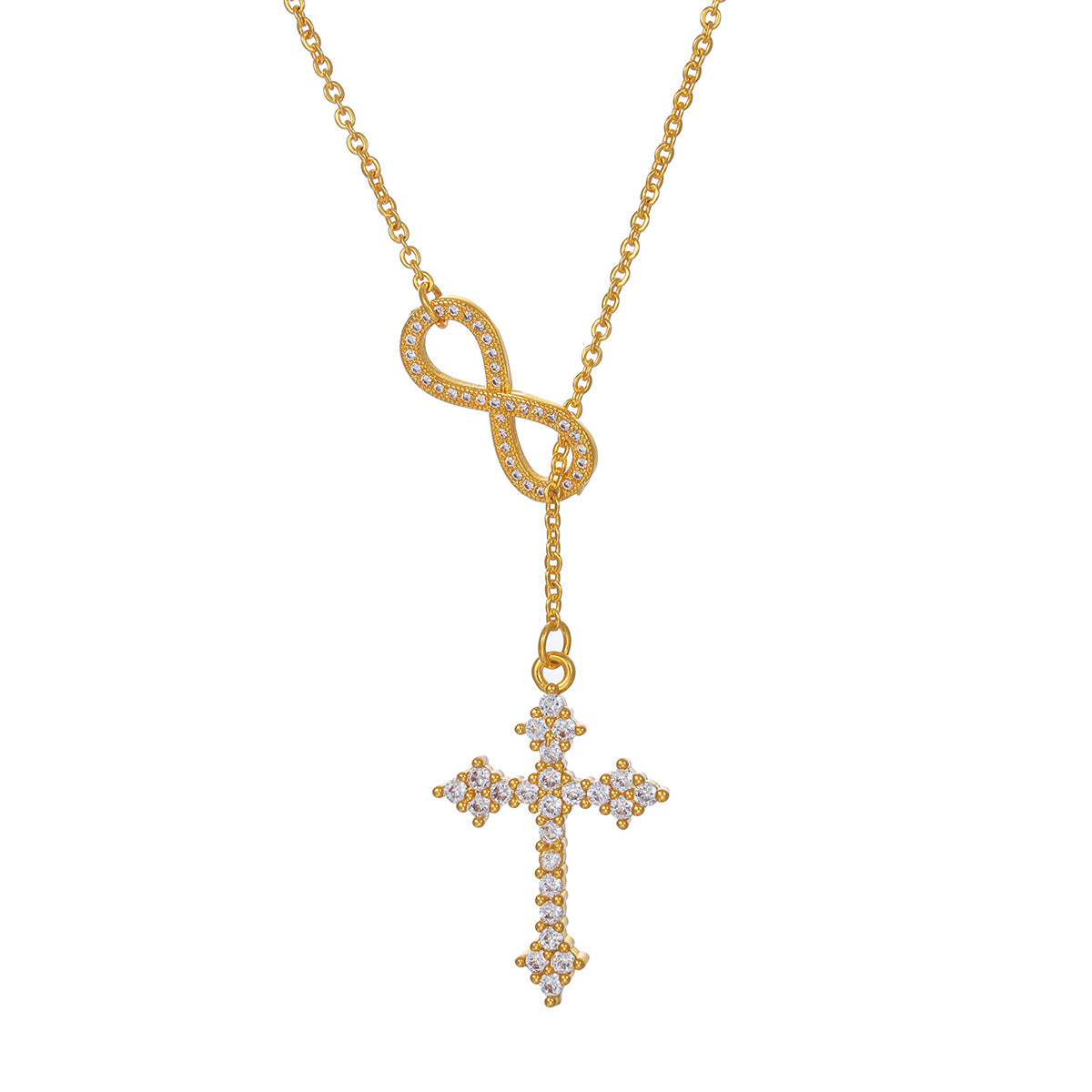 Simple Style Cross Heart Shape Copper Plating Inlay Zircon 18k Gold Plated Pendant Necklace