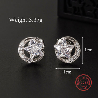 1 Pair Ig Style Vintage Style Star Flower Plating Inlay Sterling Silver Zircon White Gold Plated Rhodium Plated Ear Studs