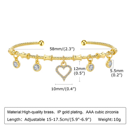 Simple Style Roman Style Heart Shape Copper Plating Bracelets