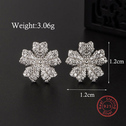 1 Pair Ig Style Vintage Style Star Flower Plating Inlay Sterling Silver Zircon White Gold Plated Rhodium Plated Ear Studs