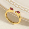 Elegant Simple Style Water Droplets Copper Plating Inlay Zircon 14k Gold Plated Open Rings