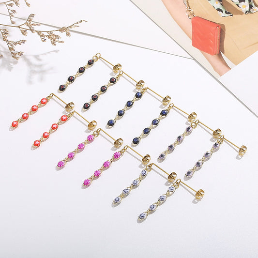 Vintage Style Color Block Resin Titanium Steel Copper Plating Jewelry Set