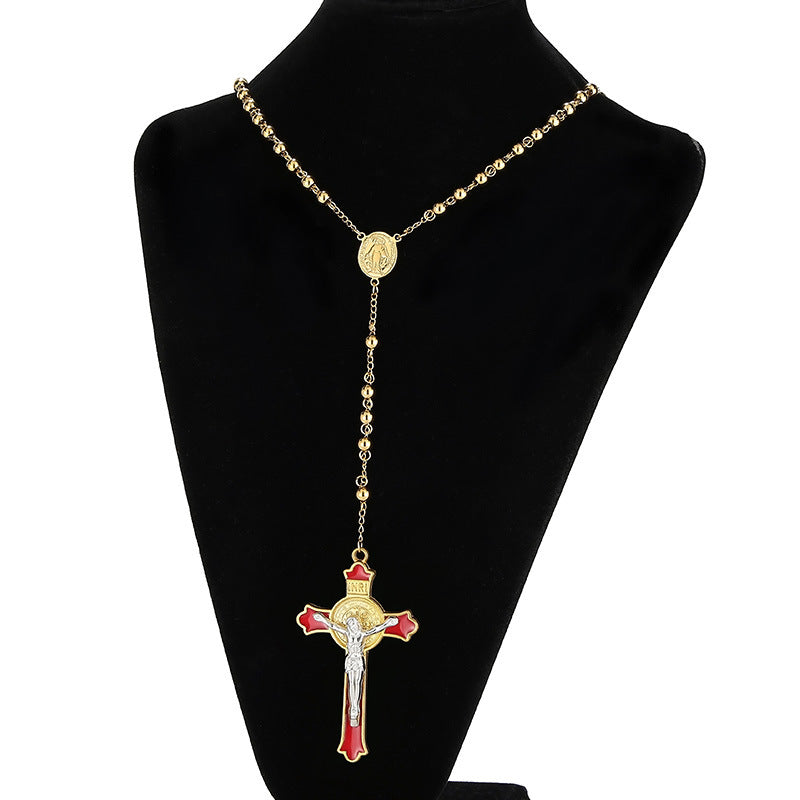 Wholesale Vintage Style Cross Titanium Steel Pendant Necklace